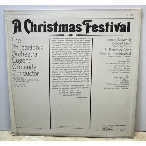 A Christmas Festival Holiday LP The Philadelphia Orchestra Eugene Ormandy 60s - Picture 3 of 6